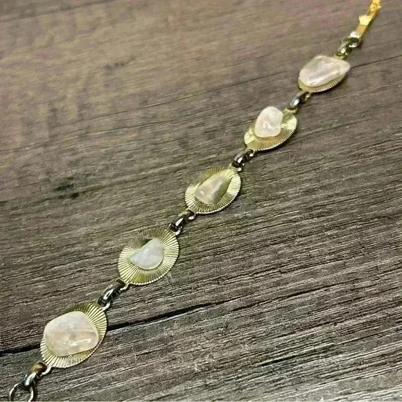 Vintage Natural Stone Set Panel Bracelet - Picture 2 of 4